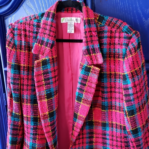 Vintage CHAUS Long Magenta Tweed Blazer - Picture 8 of 16